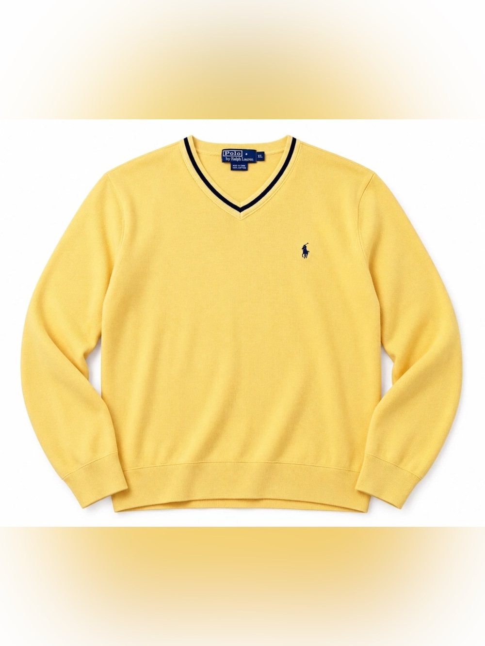 Ralph Lauren Polo - Cotton V-Neck Sweater - Artic Yellow - XL